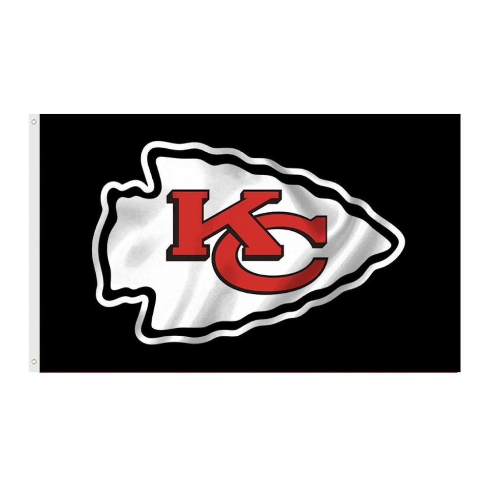 Kansas City Chiefs 3x5 Flag Black Banner NFL Football Red White Logo Grommets